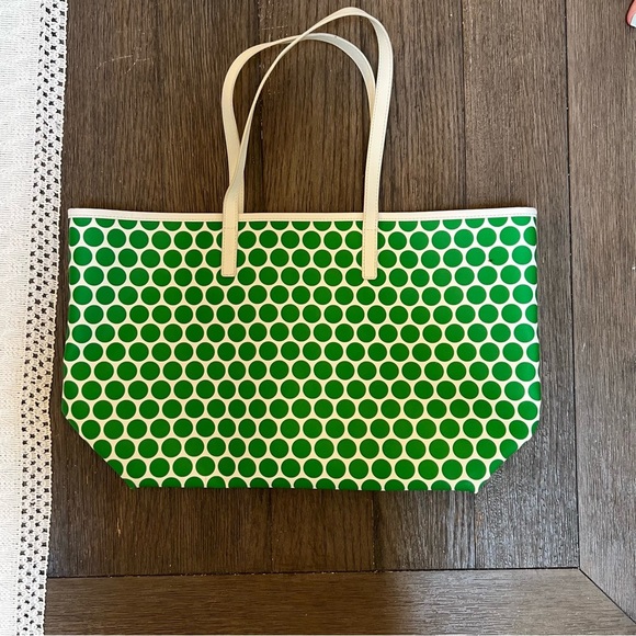 Michael Kors Green White Polka Dot Tote Bag Shoulder Purse - Picture 4 of 9